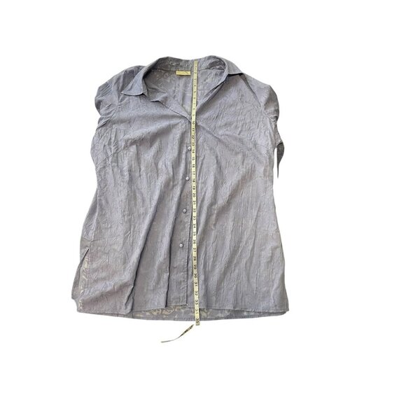 Soft Surroundings Long Tunic Button Front Floral Embossed Blue - Picture 10 of 11